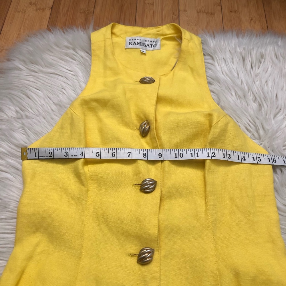 Geary Roark Kamisato Linen Blend Racerback Yellow Sleeveless Button Down Dress 8 - Picture 11 of 13